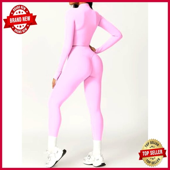 3-Piece Workout Set: Zip Jacket, Sports Bra, Tummy Control Leggings - Picture 6 of 7